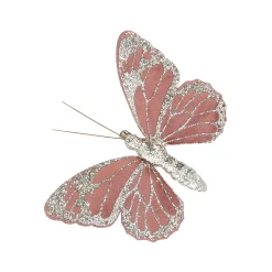 Woondecoratie|Kerstdecoratie<Vlinder donkerroze 9x12cm