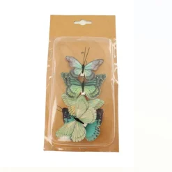 Natural Collections Woondecoratie<Vlinder op clip groen 7 x 4 cm 5st.