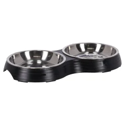 Friendly Pet Voerbak Kat<Voerbak kat duo ribbel zwart 2x160