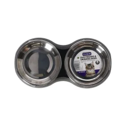 Friendly Pet Voerbak Kat<Voerbak kat duo ribbel zwart 2x160