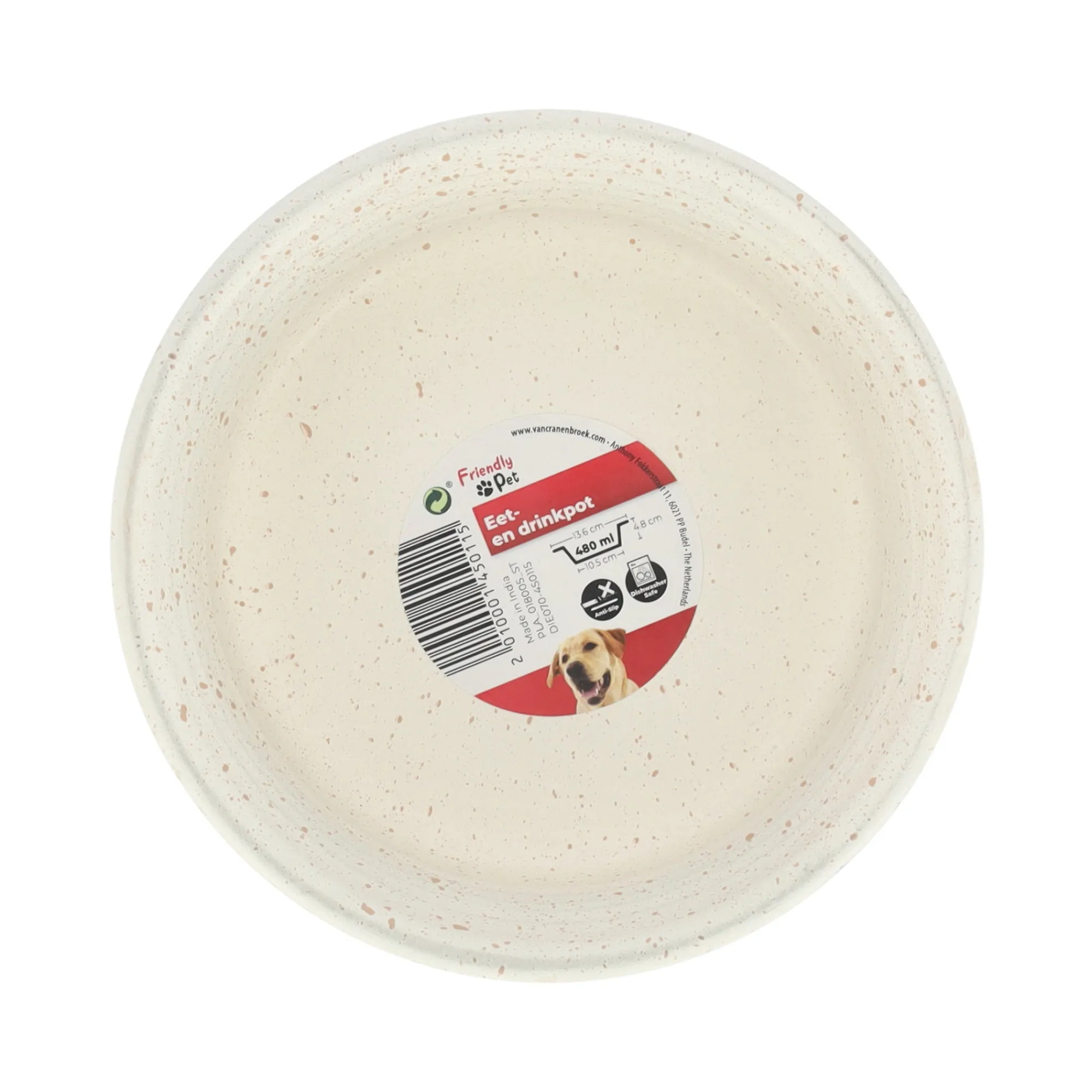 Friendly Pet Drink- En Voerbak Hond<Voerbak rond Ligna M 480ml wit FP