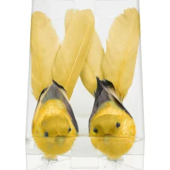 Natural Collections Woondecoratie<Vogel op clip geel 18 x 4 x 5 cm 2st.