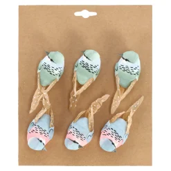 Woondecoratie|Kerstdecoratie<Vogel op clip groen blauw 6st