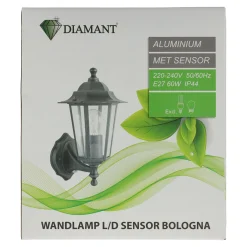 Diamant Buitenverlichting|Buitenverlichting<Wandlamp Bologna licht/donker sensor