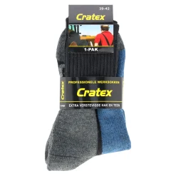 Cratex Werksokken<Werksok zwartgrijs-blauw 35-38 (1 pak)