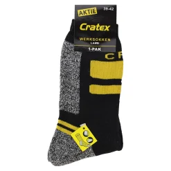 Cratex Werksokken<Werksok zwartgrijs-geel 39-42 (1 pak)