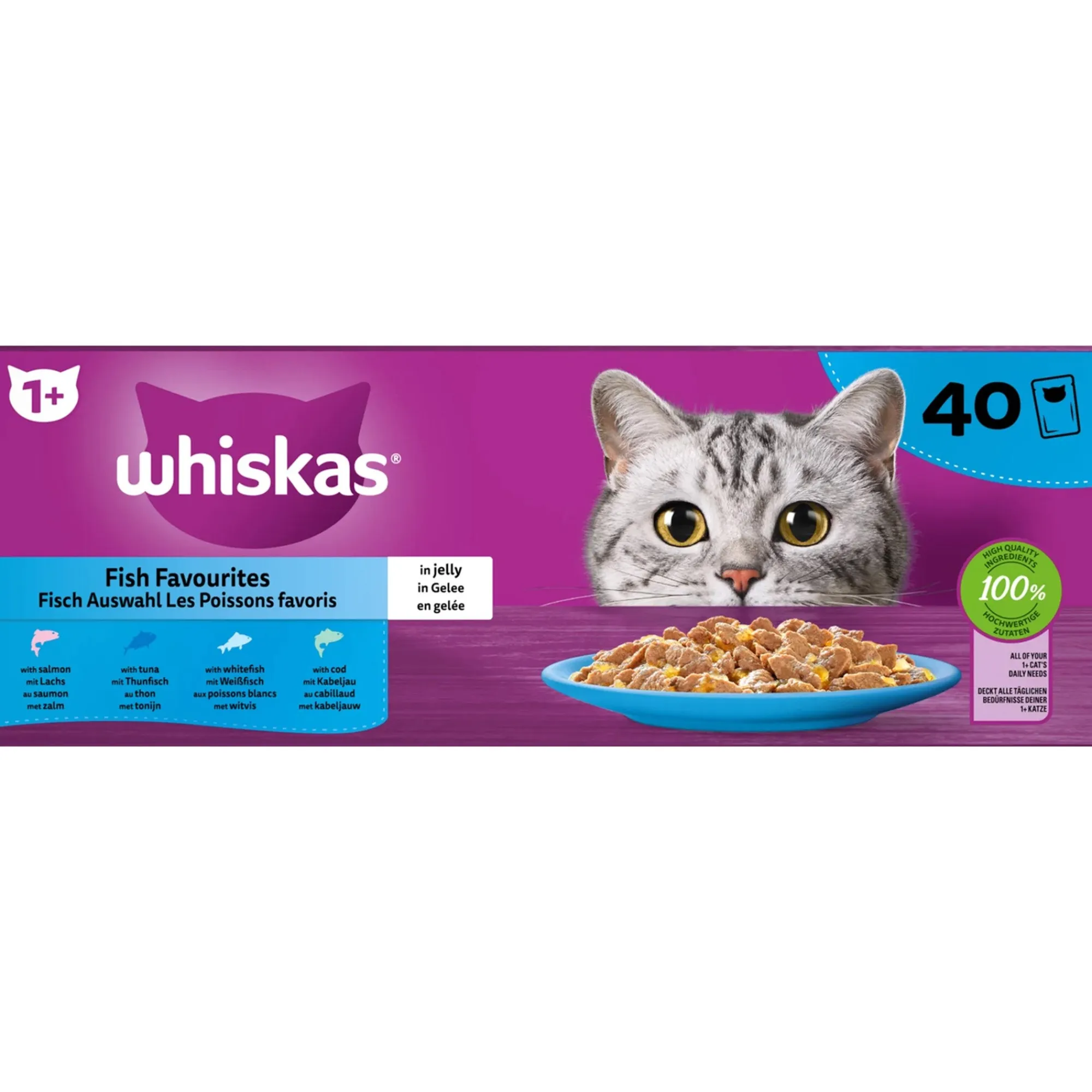 Whiskas Kattenvoer<1+ natvoer vis 40 stuks