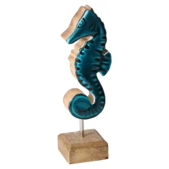 Natural Collections Woondecoratie<Zeepaard op voet 18 cm blauw