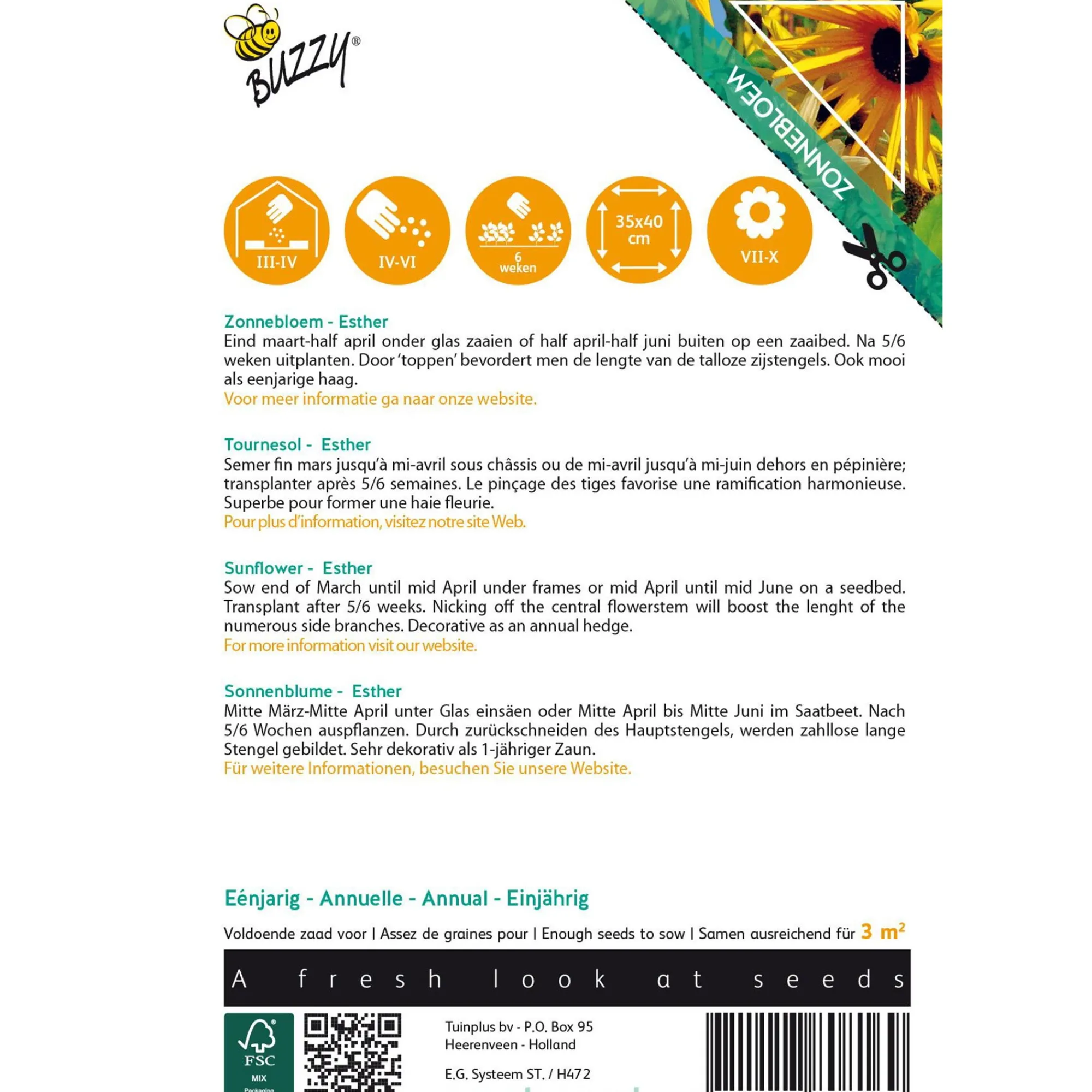 Buzzy Moestuin<Zonnebloem Esther