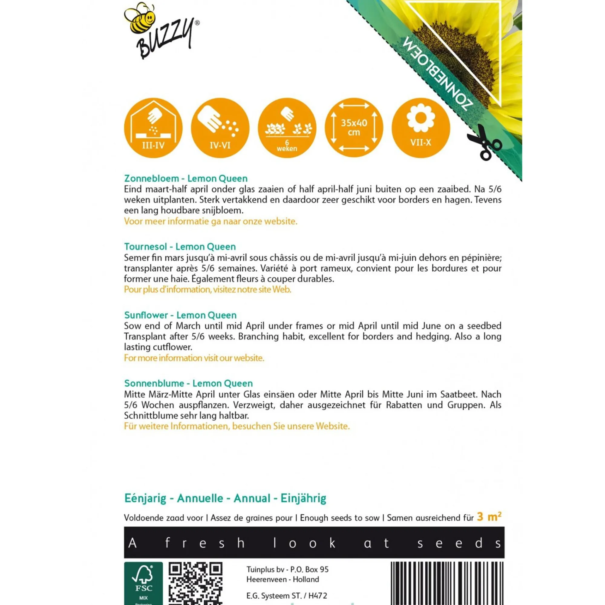 Buzzy Moestuin<Zonnebloem Lemon Queen